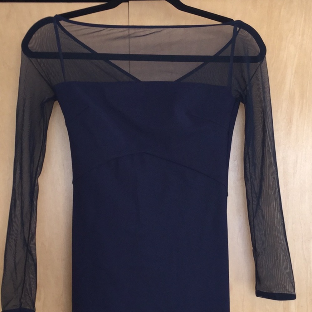 Chiara Boni Mesh Boat-Neck Long-Sleeve Gown - Picture 6 of 8